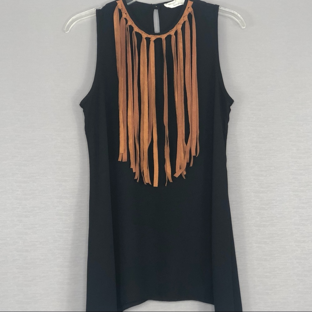 Women’s Black Top with Long Fringe. SZ M